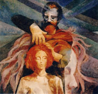Quadro con donna e uomo che la pettina